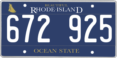 RI license plate 672925