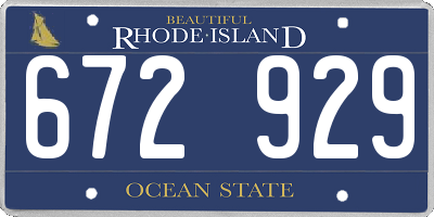 RI license plate 672929