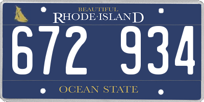 RI license plate 672934