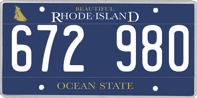 RI license plate 672980