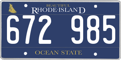 RI license plate 672985