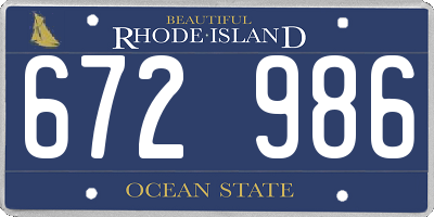 RI license plate 672986