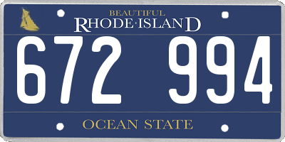 RI license plate 672994