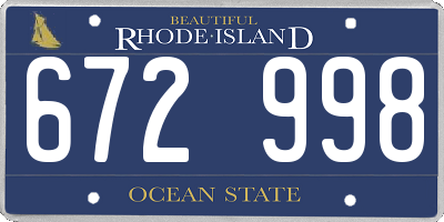 RI license plate 672998