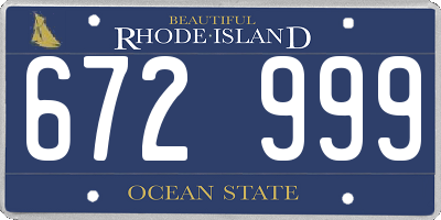 RI license plate 672999