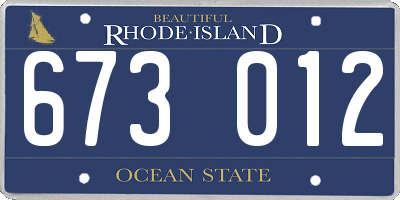 RI license plate 673012
