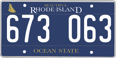 RI license plate 673063