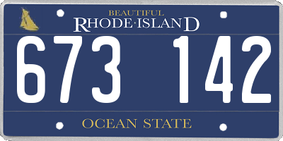 RI license plate 673142
