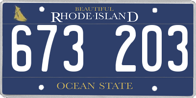 RI license plate 673203