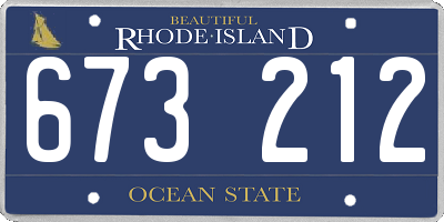 RI license plate 673212