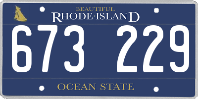 RI license plate 673229
