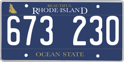 RI license plate 673230