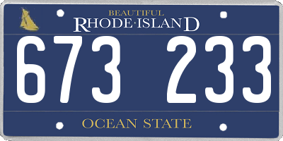 RI license plate 673233