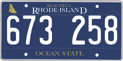 RI license plate 673258