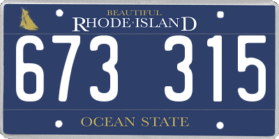 RI license plate 673315
