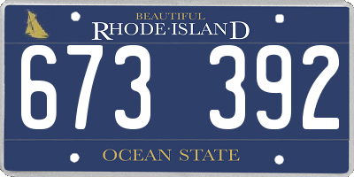 RI license plate 673392