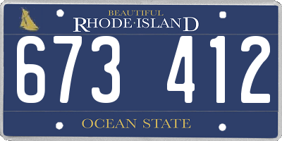 RI license plate 673412
