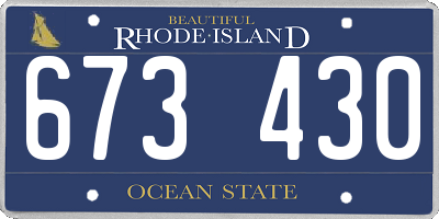RI license plate 673430