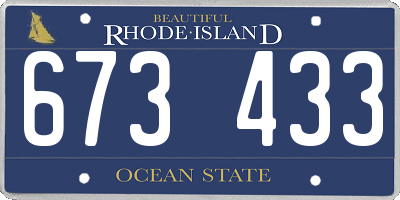 RI license plate 673433
