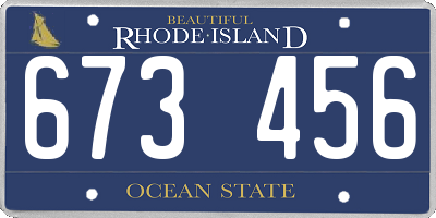 RI license plate 673456
