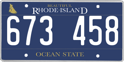 RI license plate 673458