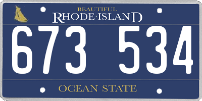 RI license plate 673534