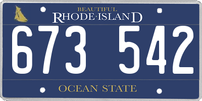 RI license plate 673542