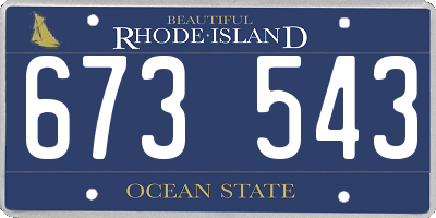 RI license plate 673543