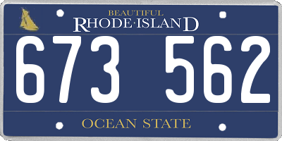 RI license plate 673562