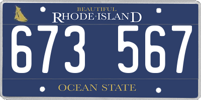 RI license plate 673567