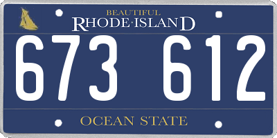 RI license plate 673612