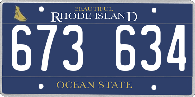 RI license plate 673634