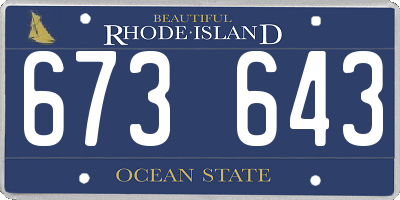 RI license plate 673643