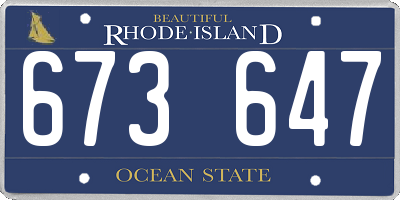 RI license plate 673647