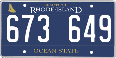 RI license plate 673649