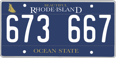 RI license plate 673667