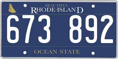 RI license plate 673892