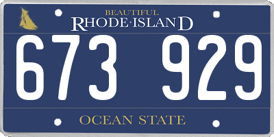 RI license plate 673929