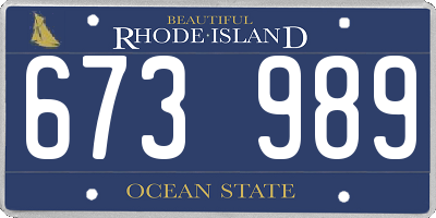 RI license plate 673989