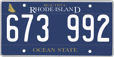 RI license plate 673992