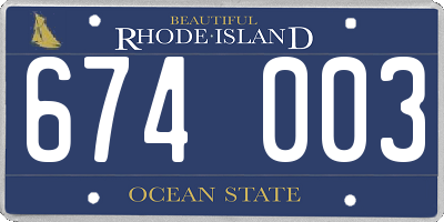 RI license plate 674003