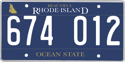 RI license plate 674012