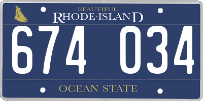 RI license plate 674034