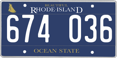 RI license plate 674036