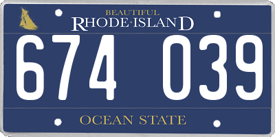 RI license plate 674039