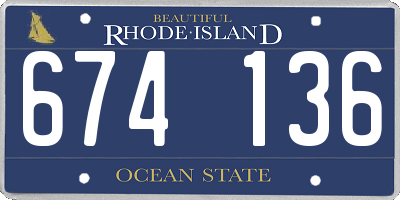 RI license plate 674136