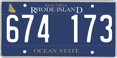 RI license plate 674173