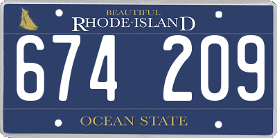 RI license plate 674209