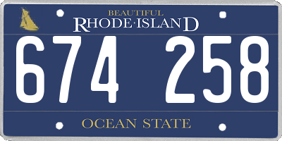 RI license plate 674258