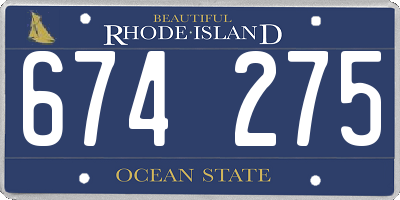 RI license plate 674275